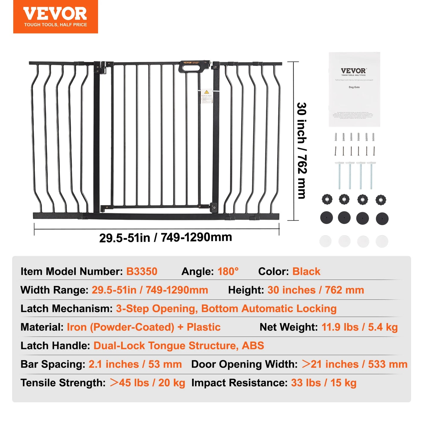 SucceBuy Baby Gate Pressure Mount Walk Through Pet Gate