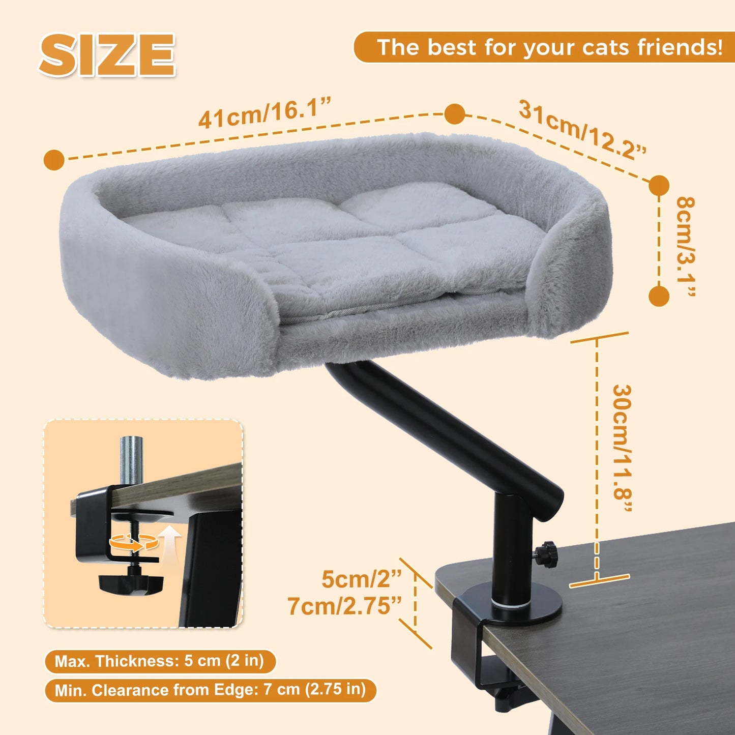 PAWZ Road Cat Desk Bed 360 Degree Rotatable Stand With Soft Hammock