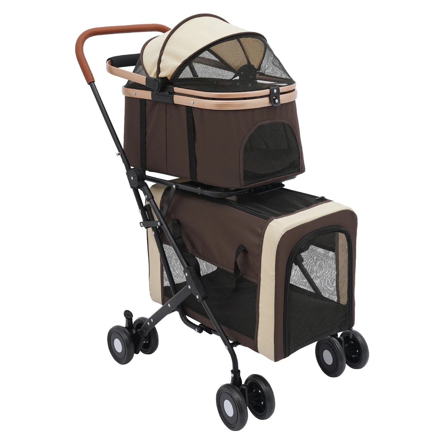 Bymaocar Foldable Pet Stroller For Small And Medium Dogs 2 Tiers 35kg