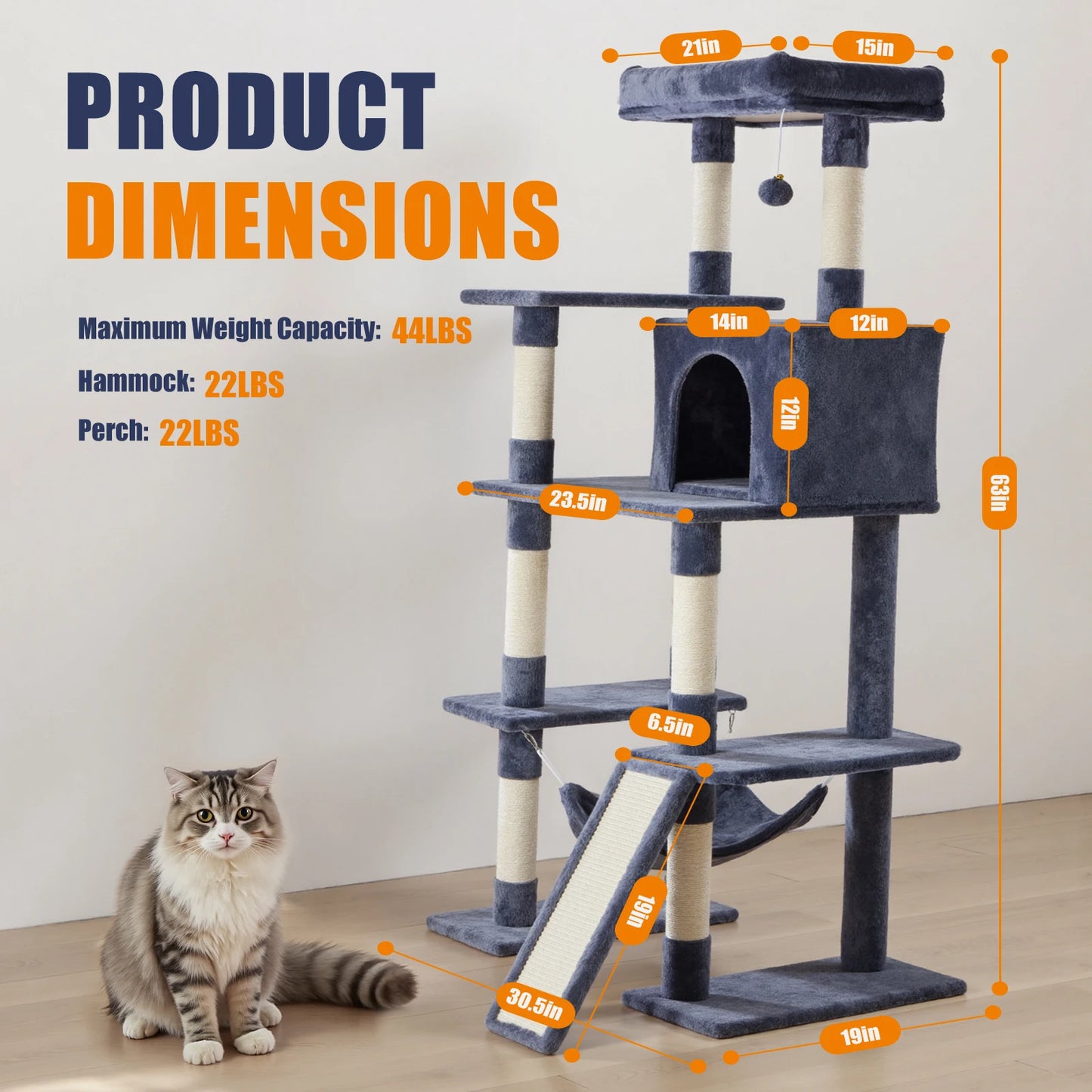 JHK Multi Level Cat Tree Climbing Tower for Indoor Cats