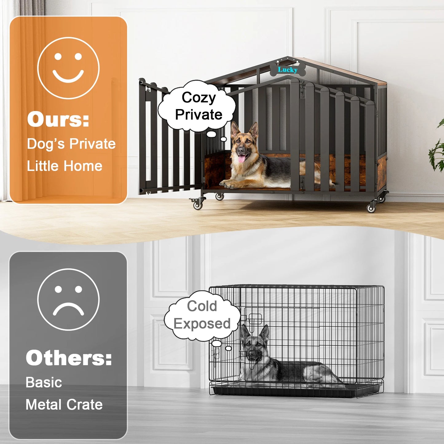 Heavy Duty Dog Crate Furniture With Wheels
