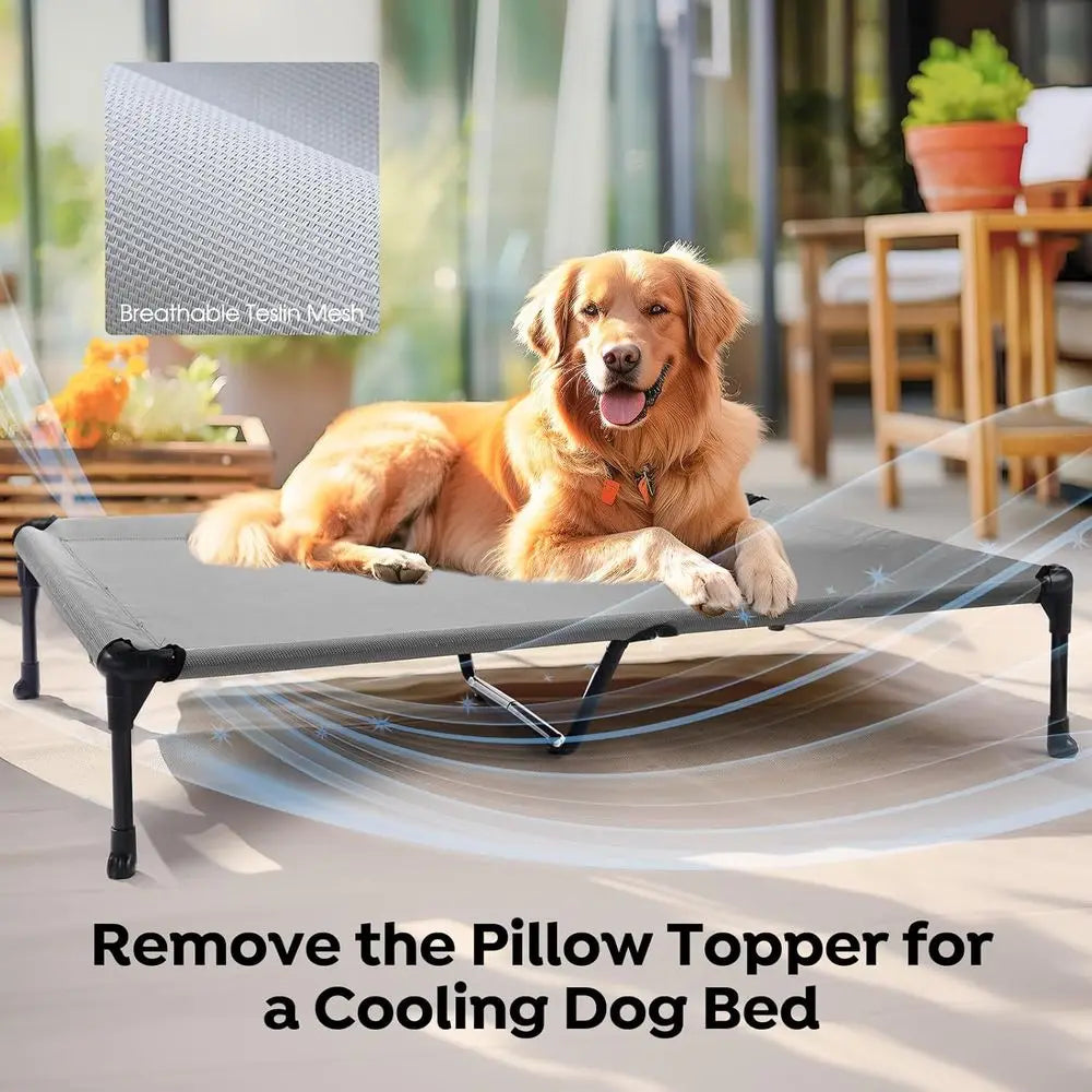 Cooling Elevated Dog Bed with Non Slip Teslin Mesh