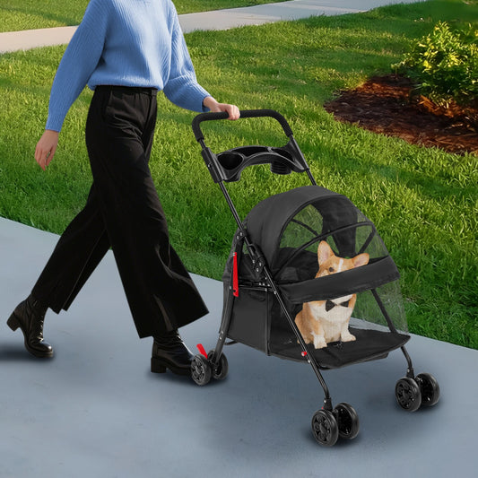 Bymaocar Foldable Pet Stroller For Dogs And Cats Travel Ready