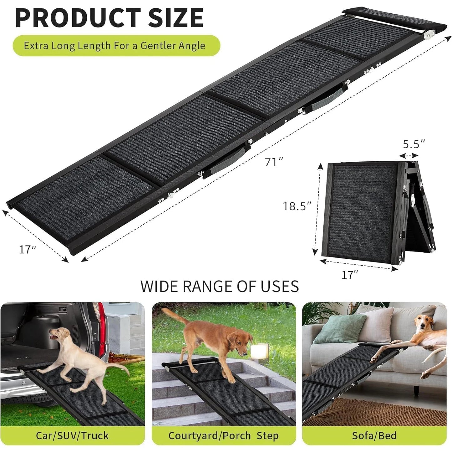 HiMISS Folding Dog Ramp for Cars Non Slip 250 Pounds