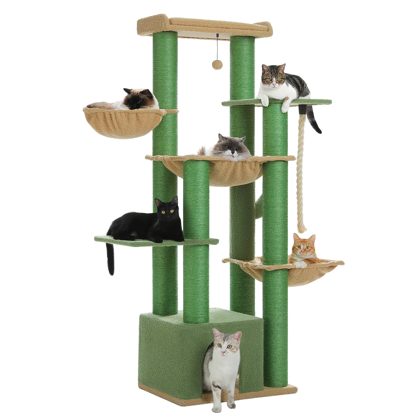 PEQULTICN Multi-Level Cat Tree With Scratching Posts And Condos
