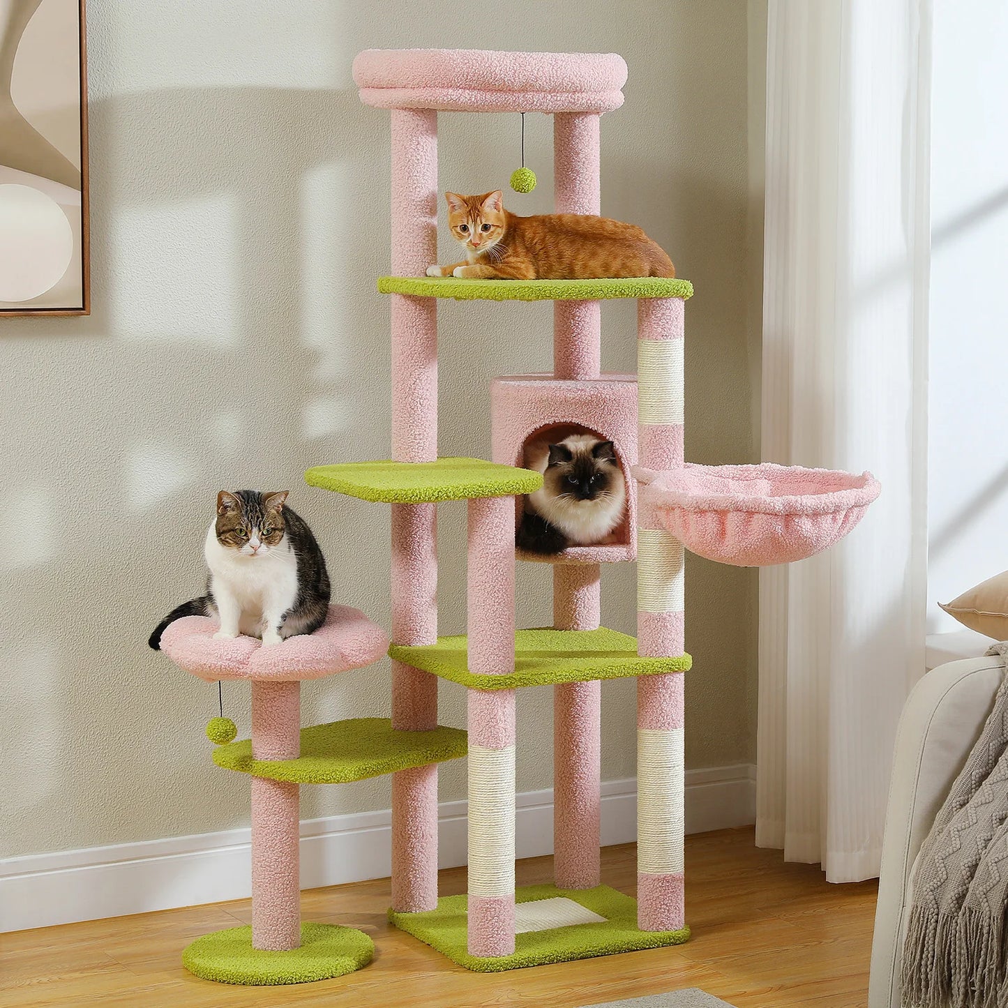 PEQULTICN Multi Level Cat Tree With Scratching Posts Five Tiers