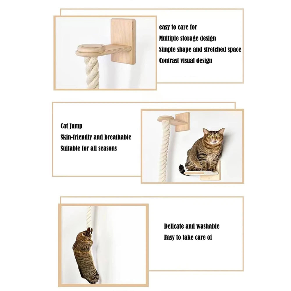 PETRAVELCN Cat Climbing Shelf and Rope Tree Wall Scratching Post