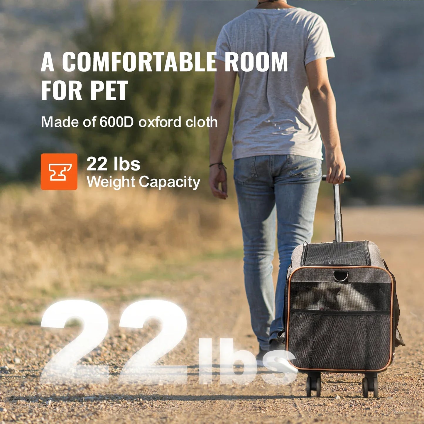 Cat Carrier With Wheels, Airline Approved Rolling Pet Carrier With Telescopic Handle And Shoulder Strap
