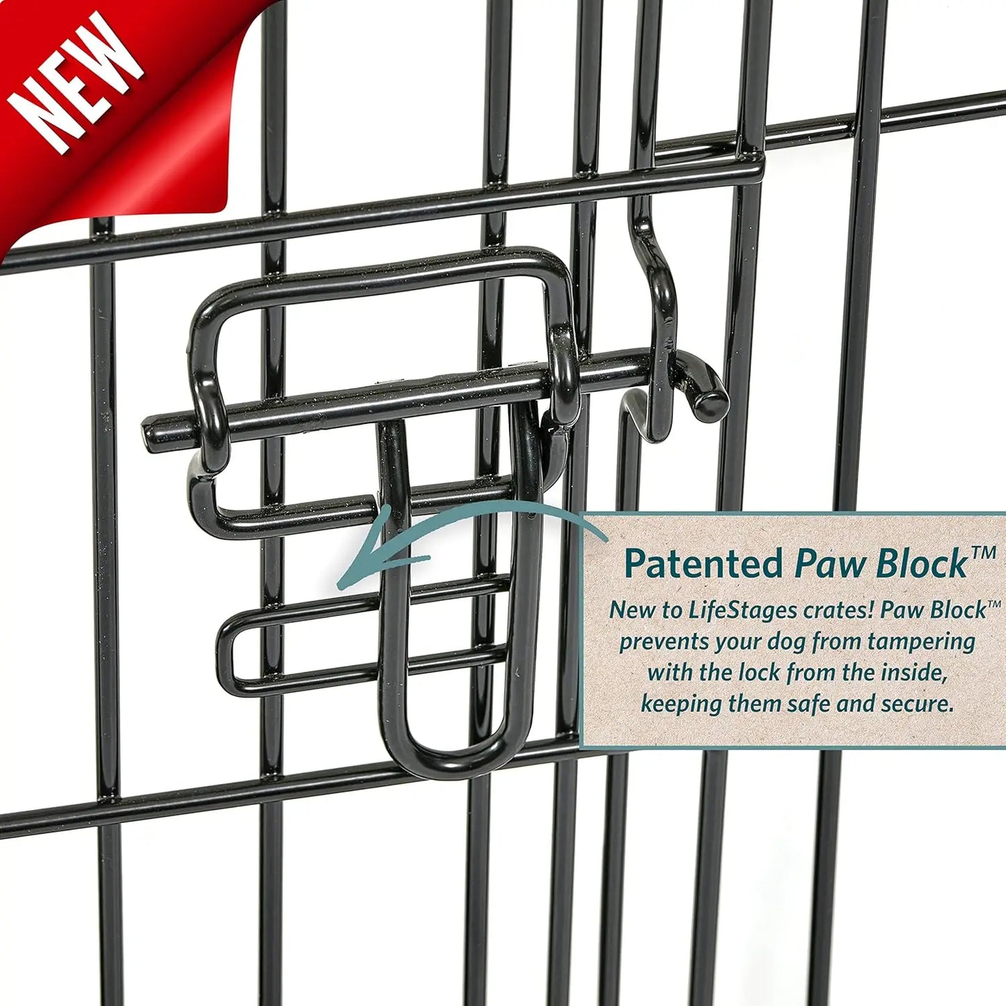 Intermediate LifeStages Folding Dog Crate Enhanced Security Leak Proof Pan