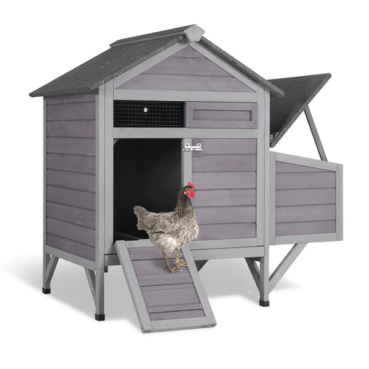 Outdoor Wooden Chicken Coop For 2 Chickens With Expandable Run