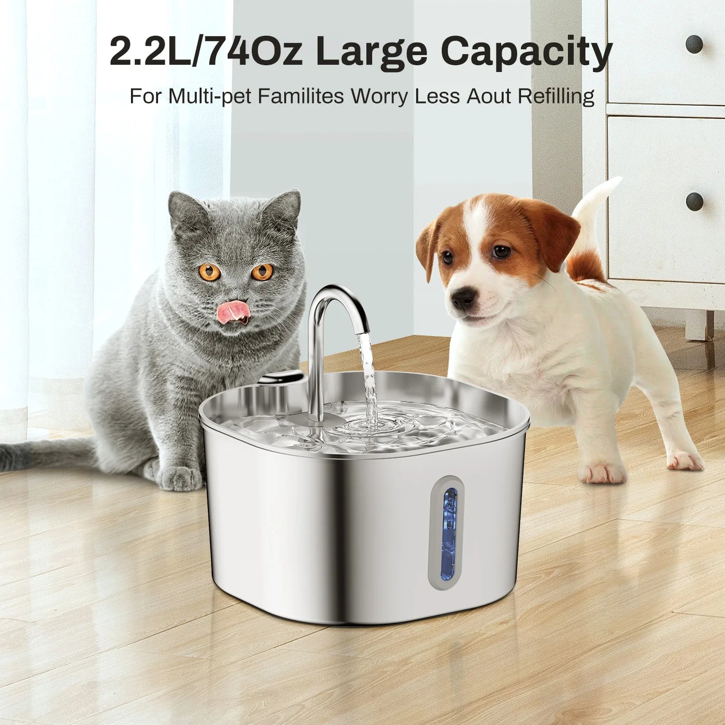 Automatic Stainless Steel Pet Water Fountain for Cats and Dogs