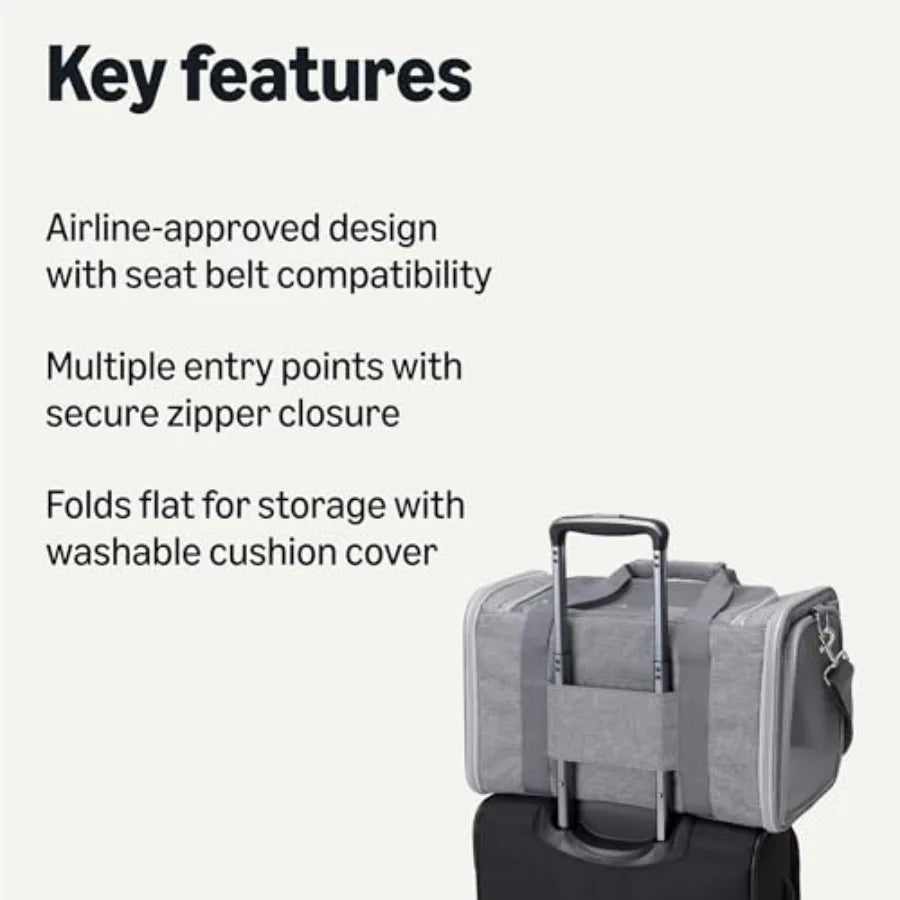 Soft Cat and Dog Carrier with Adjustable Shoulder Strap, Airline-Approved, Foldable and Portable Design, Mesh Ventilation, Fold