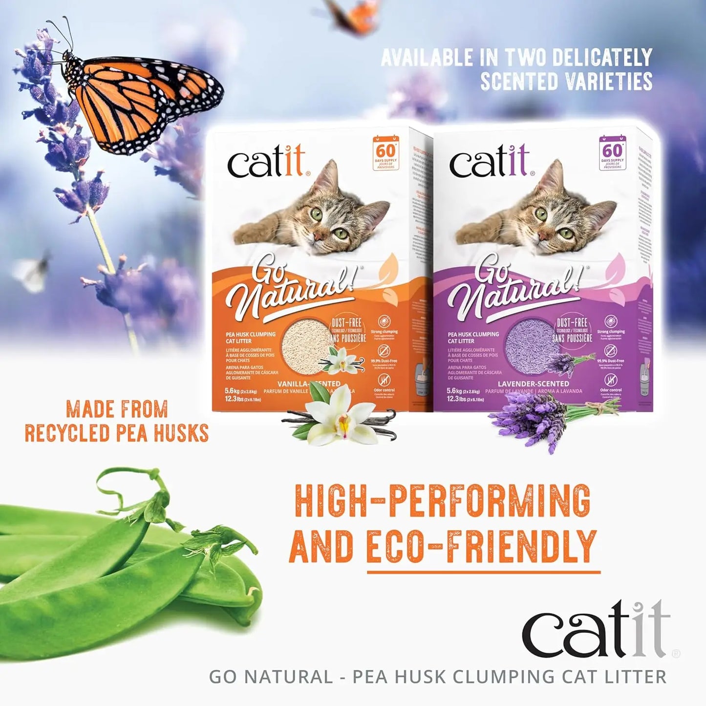 Natural Pea Husk Clumping Cat Litter Dust Free Odor Control