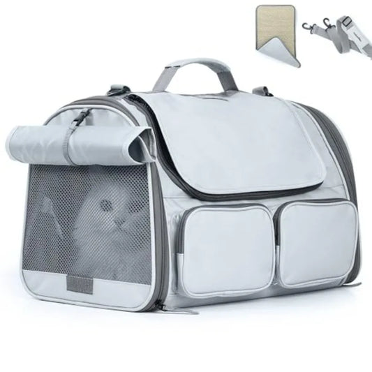 Cat Carrier, Soft-Sided Small Dog Carrier, Large Cat Travel Bag with 4 Mesh Windows, Under 15 lb Airline Approved Pet Carrier w