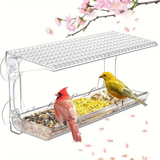 Indestructible Window Bird Feeder With Removable Seed Tray Suction Cups