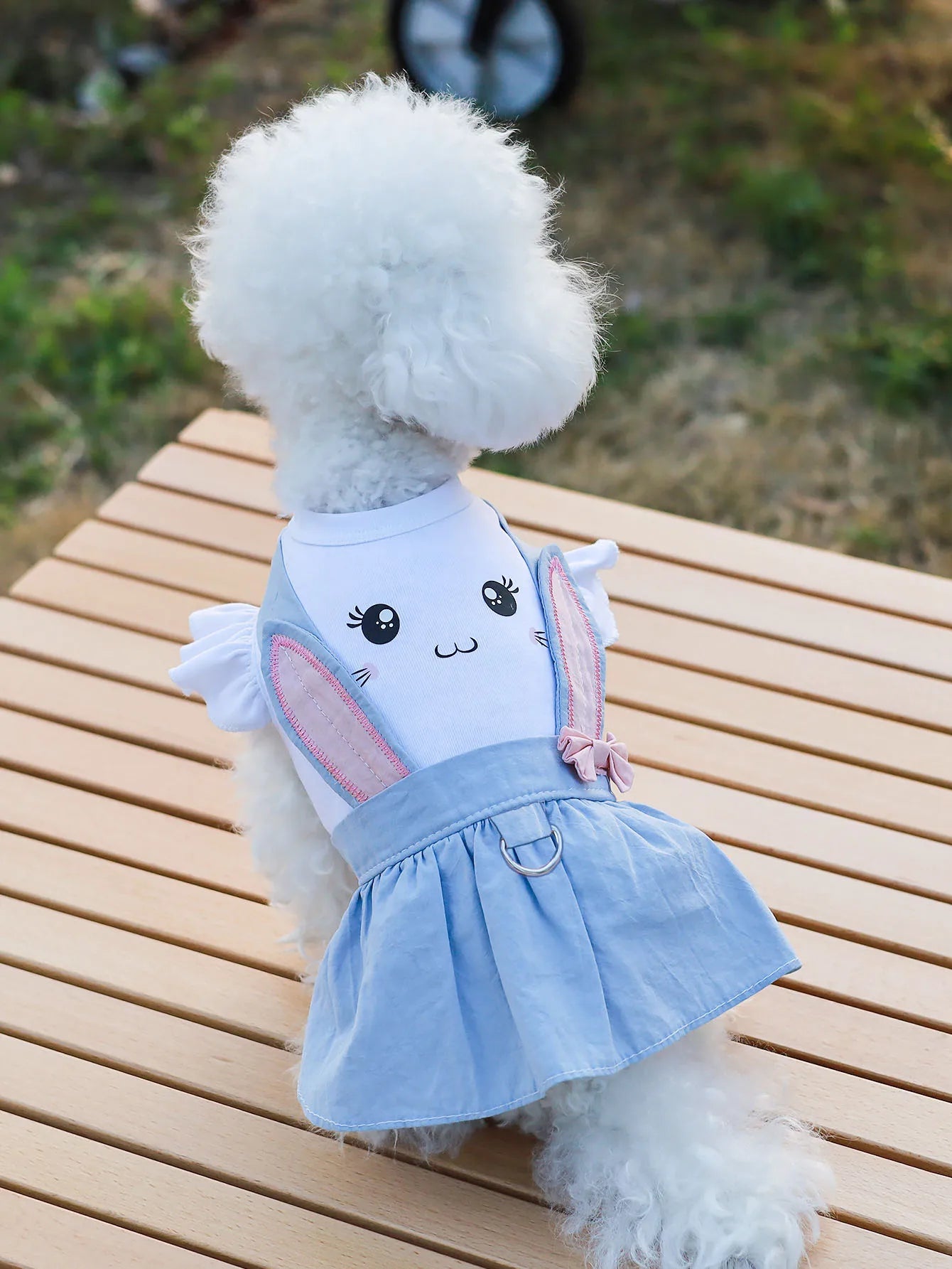 Rabbit Print Thin Pet Dress For Spring Summer Soft Breathable Outfit