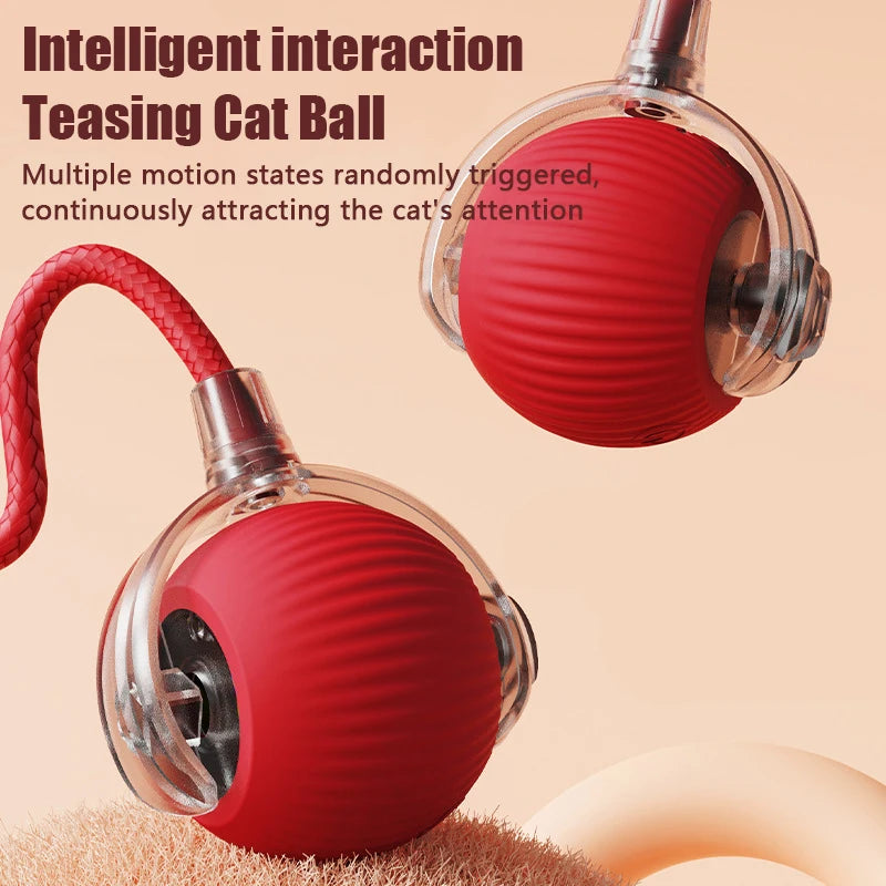 Smart Cat Toy Automatic Rolling Ball Rechargeable Interactive Fake Tail