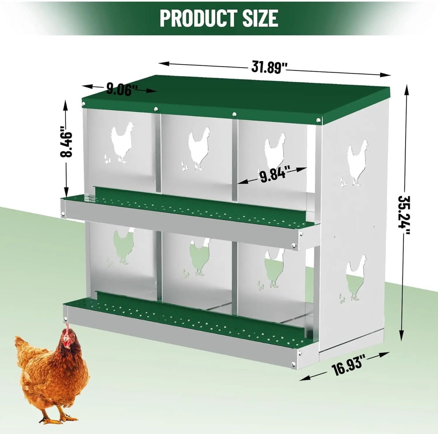 HiMISS Metal Chicken Nesting Box With 10 Compartments Wall-Mountable