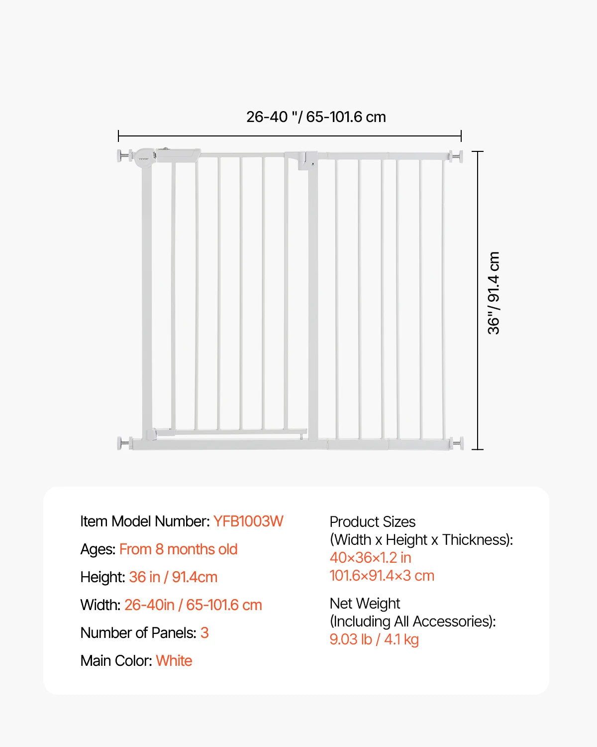SucceBuy Baby Gate Pressure Mount Walk Through Pet Gate