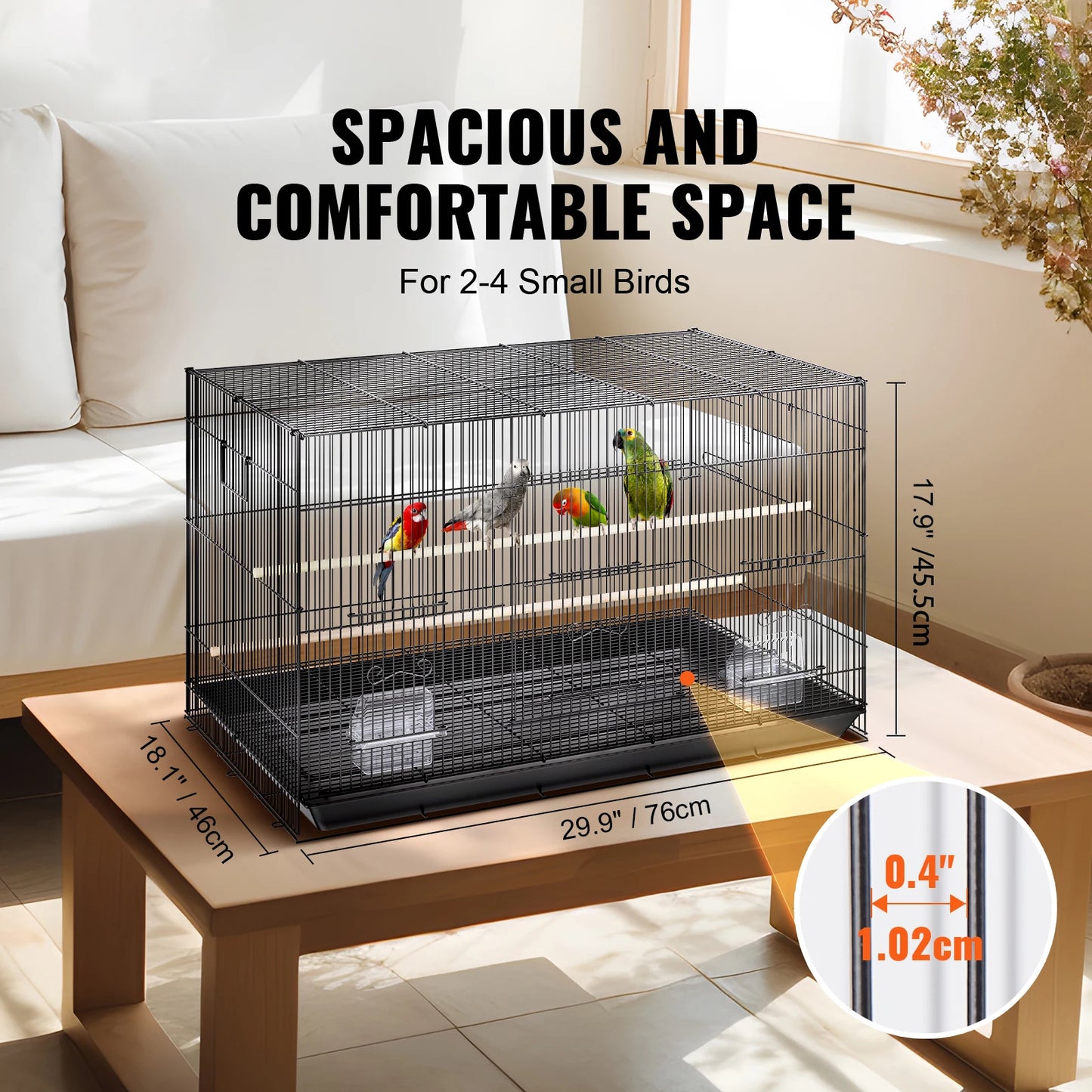 SucceBuy Pet Bird Cage With Rolling Stand Tray For Cockatiels