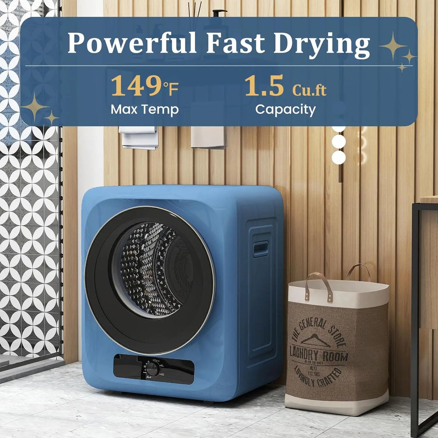 Portable Front Load Electric Clothes Dryer With Stainless Drum