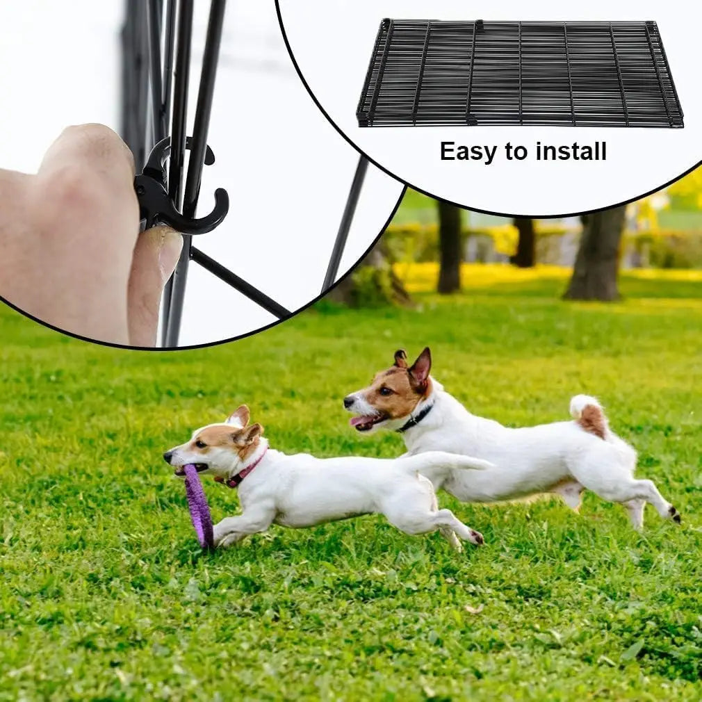 Foldable Dog Playpen, 8-Panel Metal Exercise Pen With Door