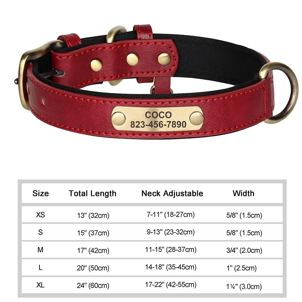 COOYOMOO Personalized Leather ID Nameplate Dog Collar Padded Comfort Engraving
