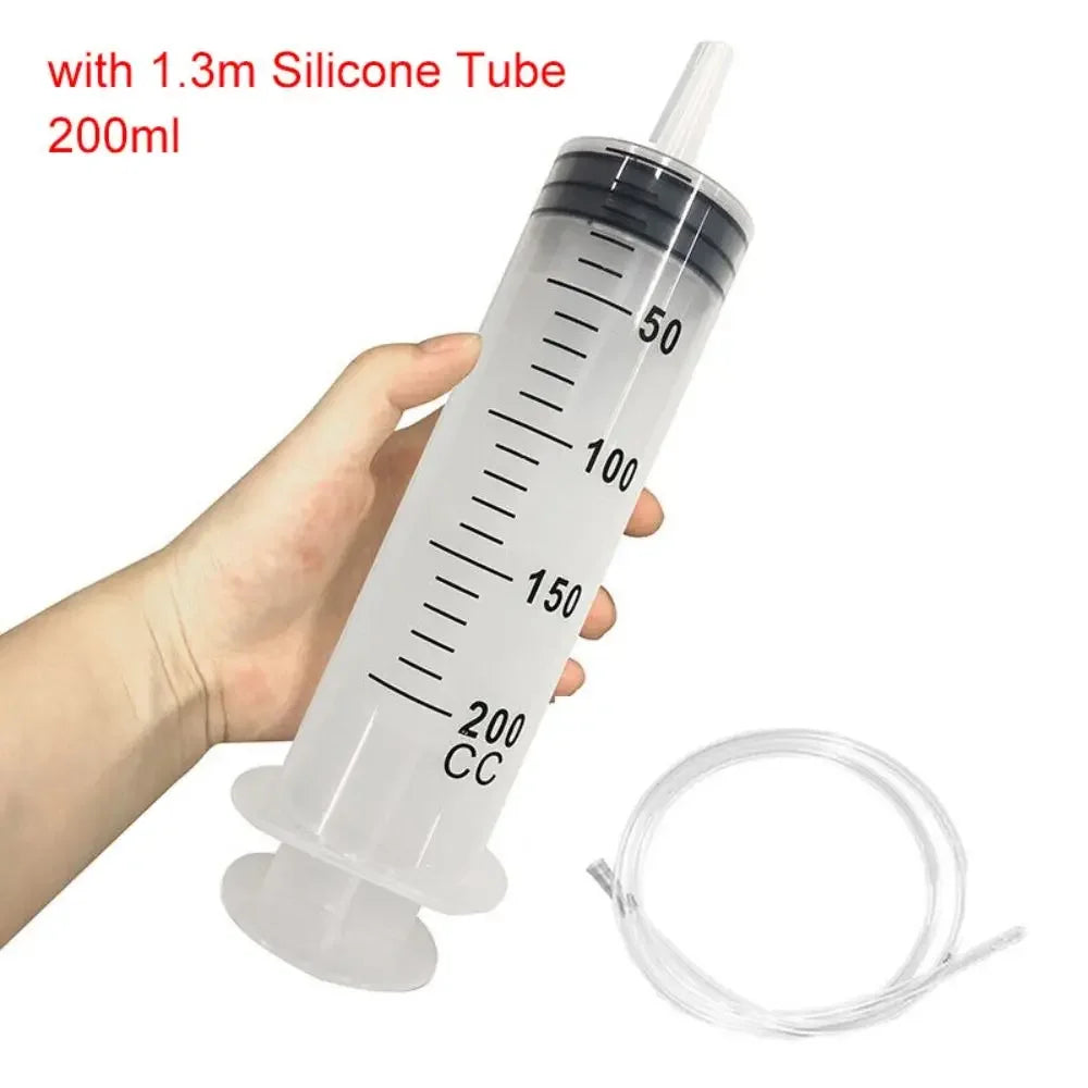 1pc 150ml-500ml Large Capacity Syringe Syringes Reusable Pump Measuring 1.3m Tube Feeding Ink Big Syringe Hydroponics Nutrient