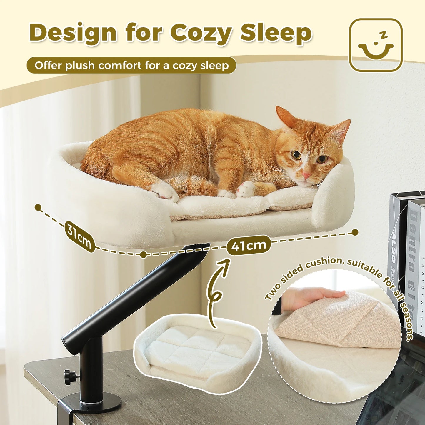 PAWZ Road Cat Desk Bed 360 Degree Rotatable Stand With Soft Hammock