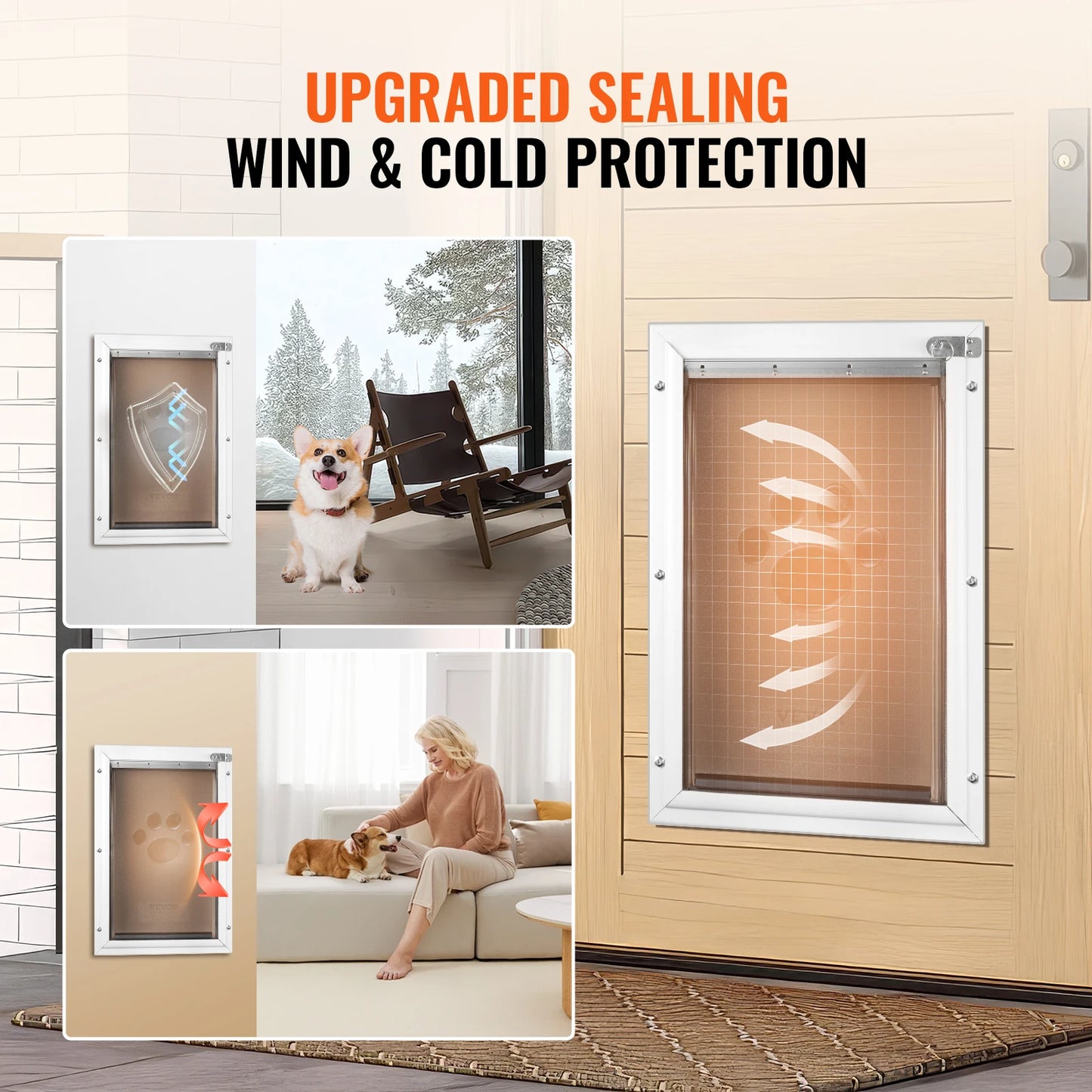 SucceBuy Pet Door Aluminum Frame With Lock Flap System