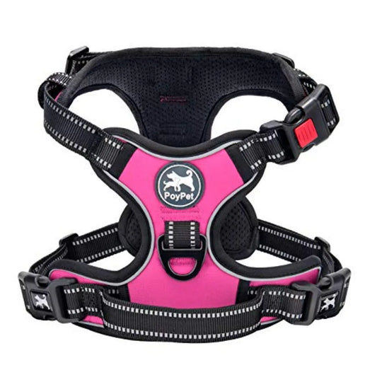 Pull Dog Harness, Choke Front Lead Dog Reflective Harness, Adjustable Soft Padded Pet Vest with Easy Control Handle for Small t