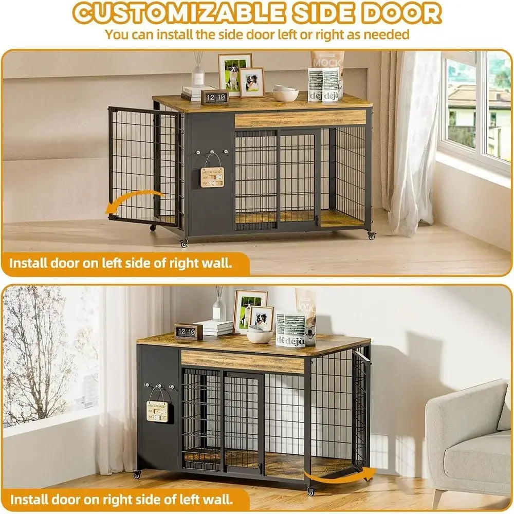Indoor Dog Crate End Table With Sliding Door Kennel