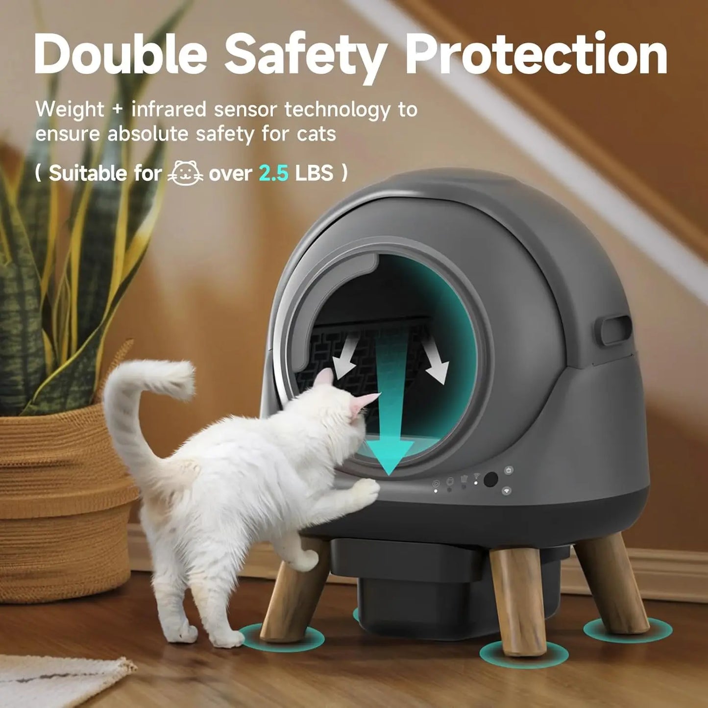 Self Cleaning Litter Box for Multiple Cats with App Control