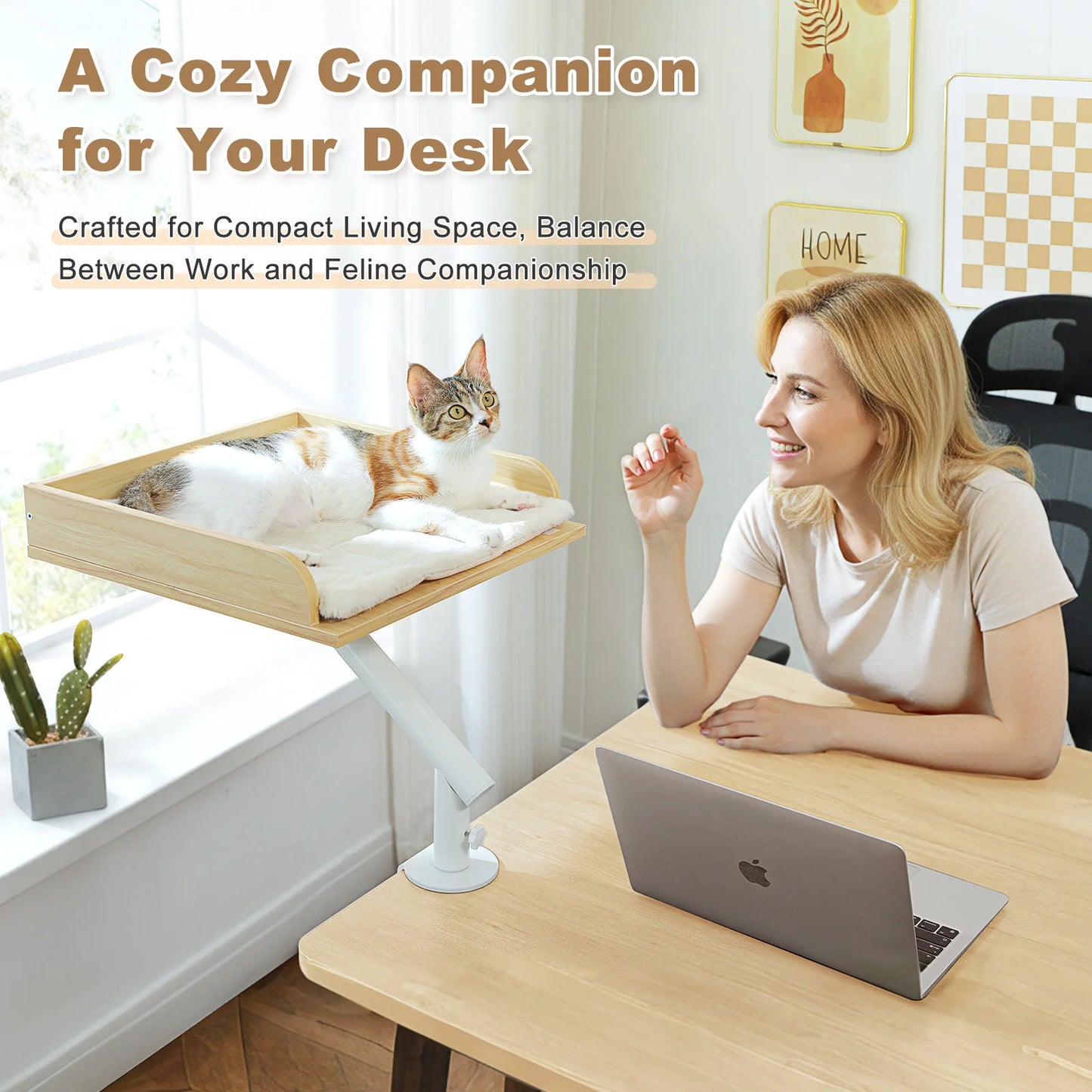 PAWZ Road Cat Desk Bed 360 Degree Rotatable Stand With Soft Hammock