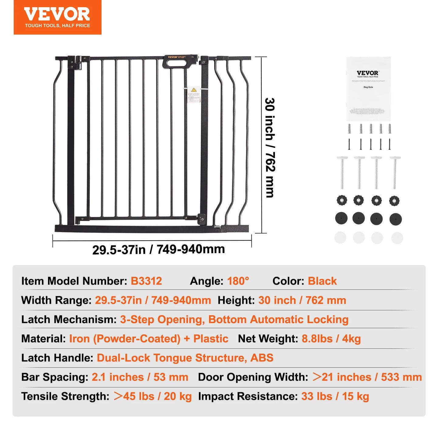 SucceBuy Baby Gate Pressure Mount Walk Through Pet Gate