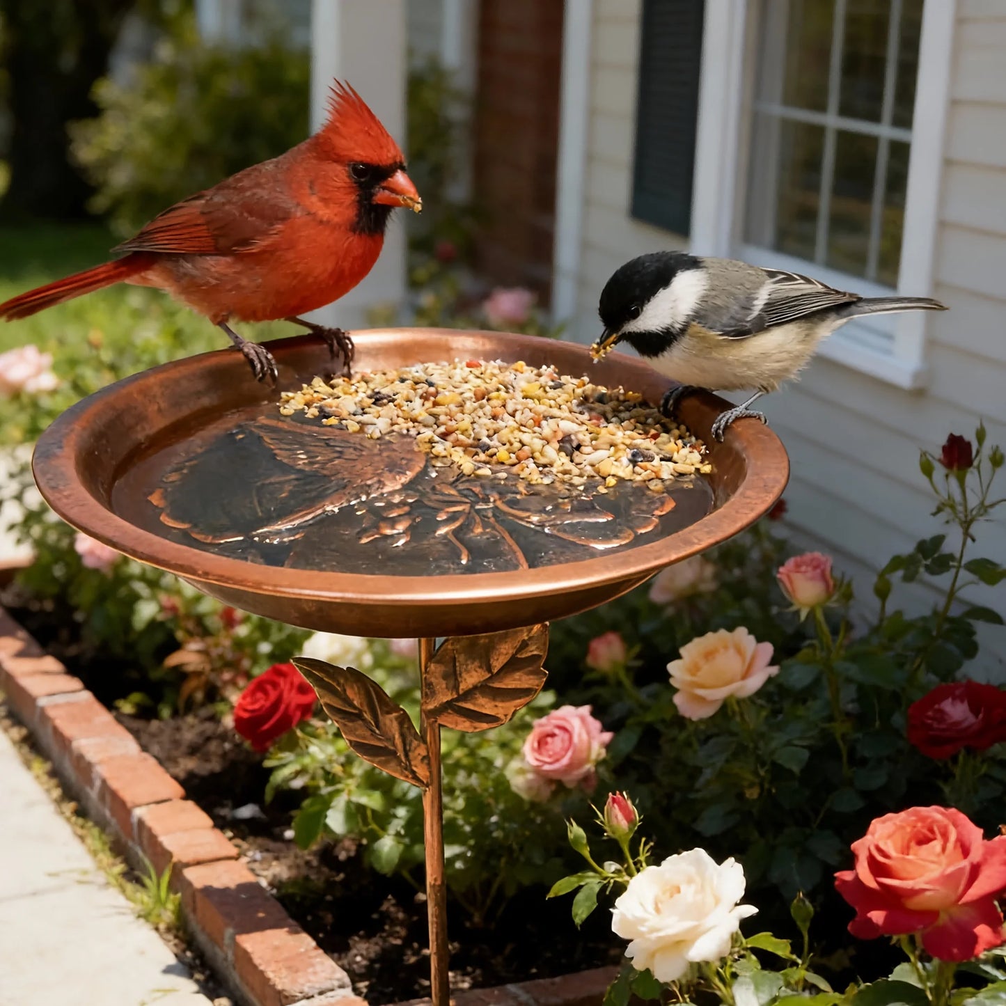 Rustproof Vintage Iron Bird Bath Waterer For Chickens And Hummingbirds