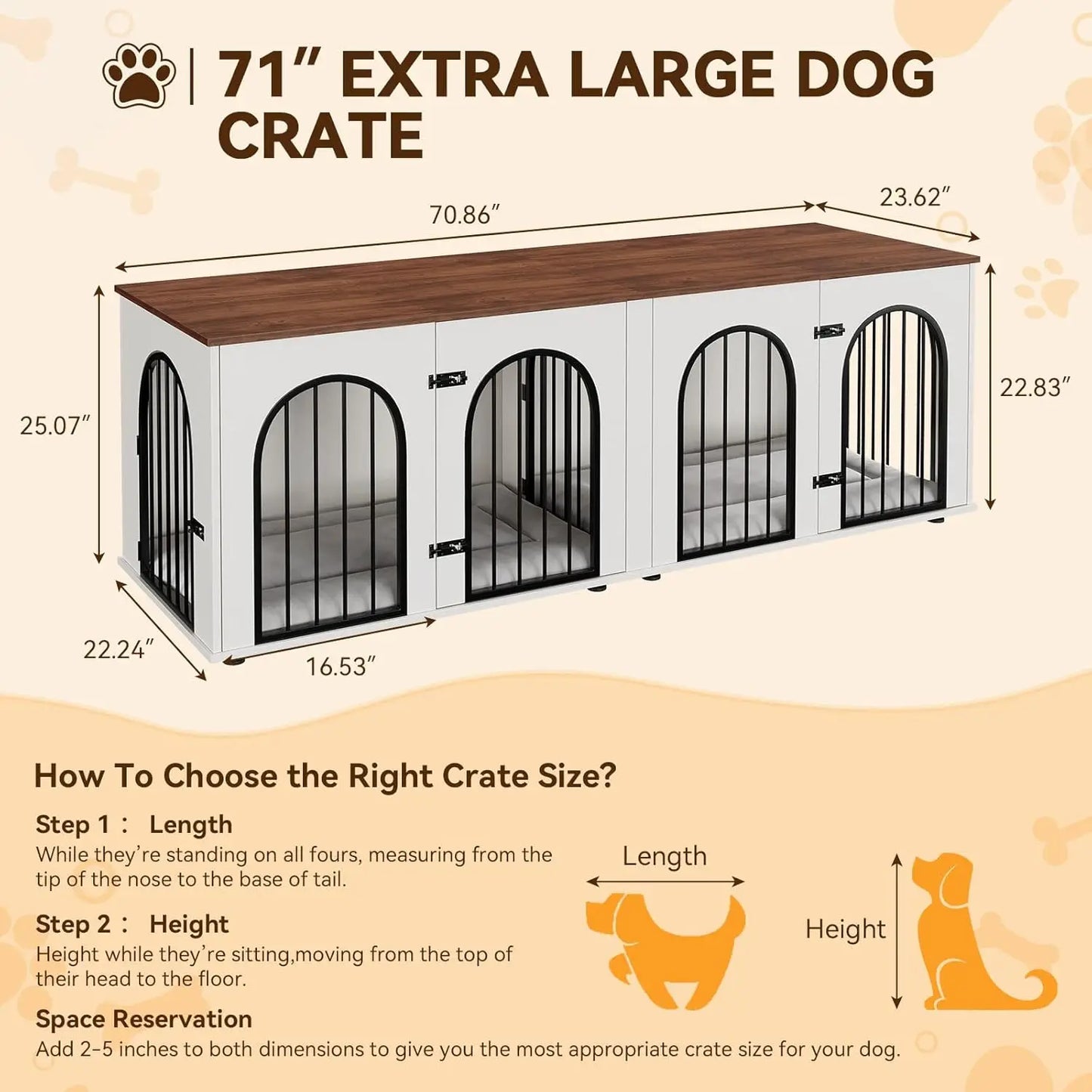 HiMISS Dog Crate Furniture For Two Dogs TV Stand Cushions