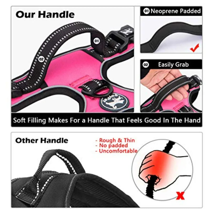 Pull Dog Harness, Choke Front Lead Dog Reflective Harness, Adjustable Soft Padded Pet Vest with Easy Control Handle for Small t