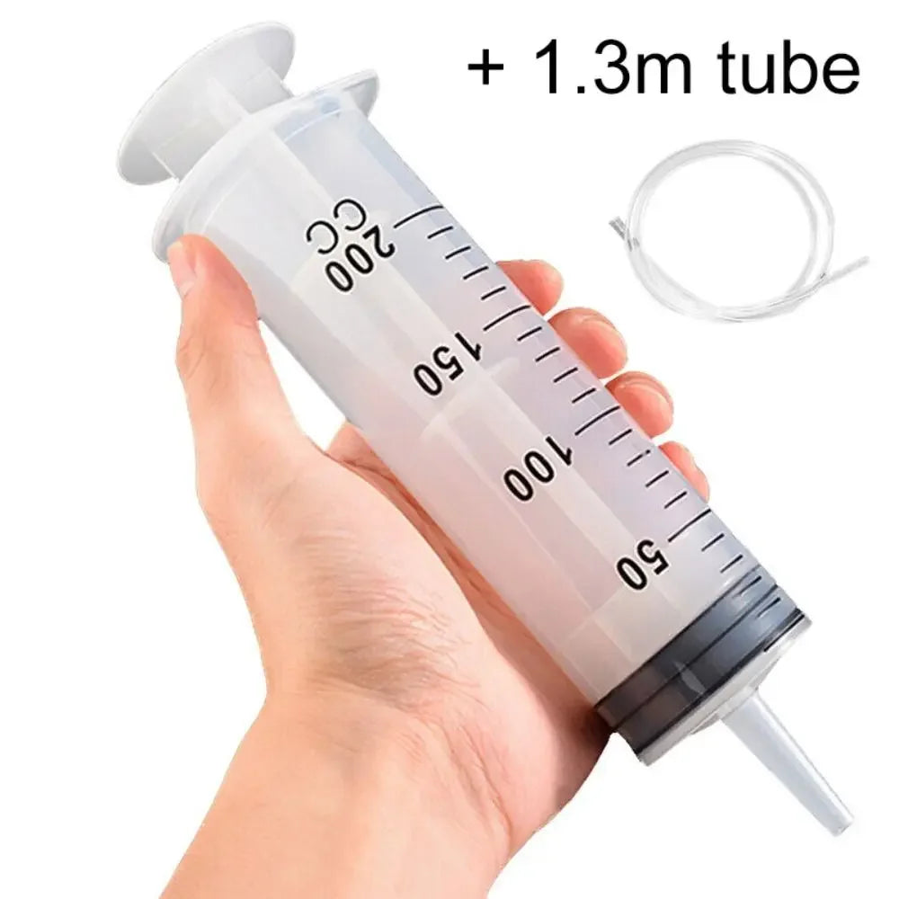 1pc 150ml-500ml Large Capacity Syringe Syringes Reusable Pump Measuring 1.3m Tube Feeding Ink Big Syringe Hydroponics Nutrient