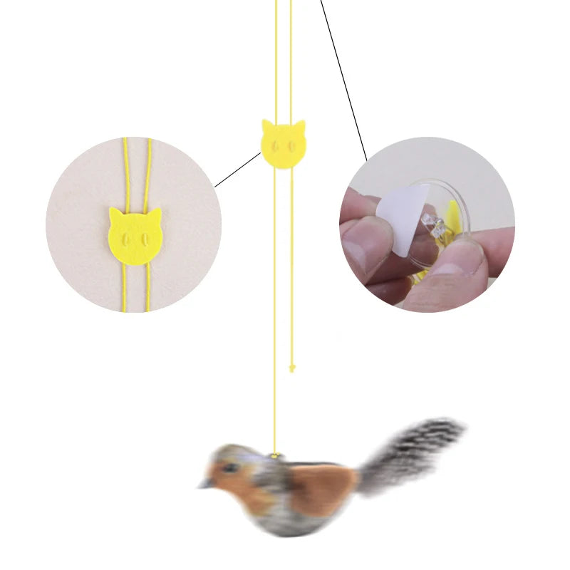 Lifelike Bird Plush Cat Toy Teaser With Feather For Kitten