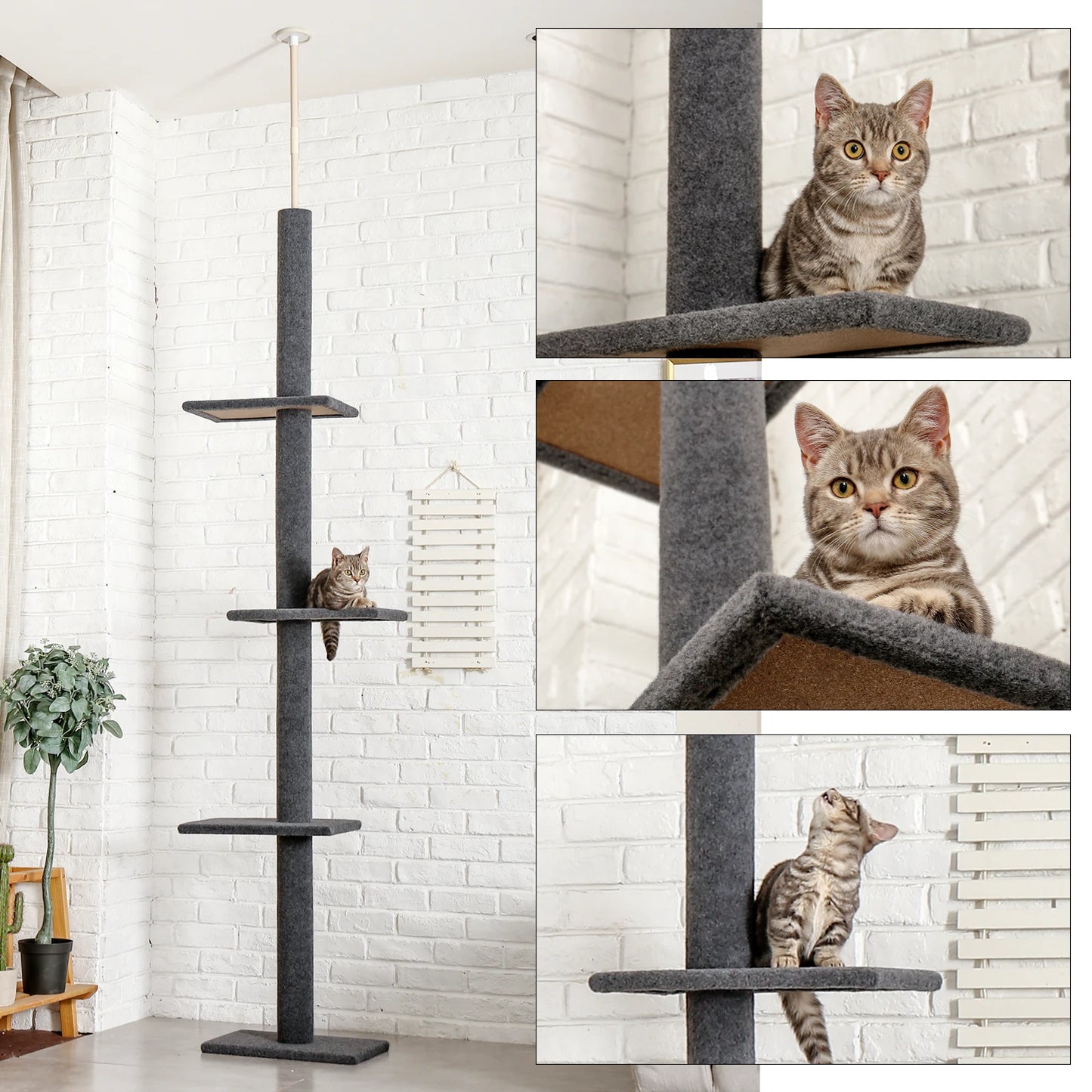 PEQULTICN Adjustable Height Cat Tree Floor to Ceiling Tower