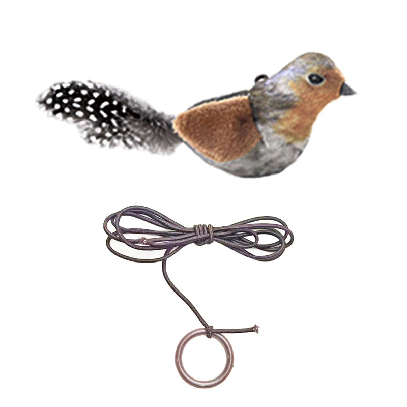 Lifelike Bird Plush Cat Toy Teaser With Feather For Kitten