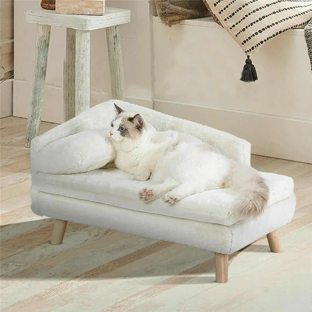 Elevated Pet Bed With Wooden Legs For Dogs And Cats