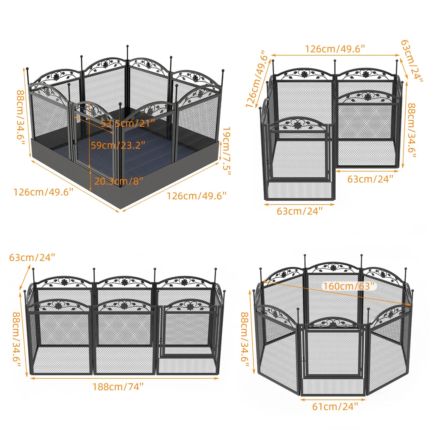 BINGOPAW 8-Panel Heavy Duty Dog Playpen for Indoor Outdoor Training