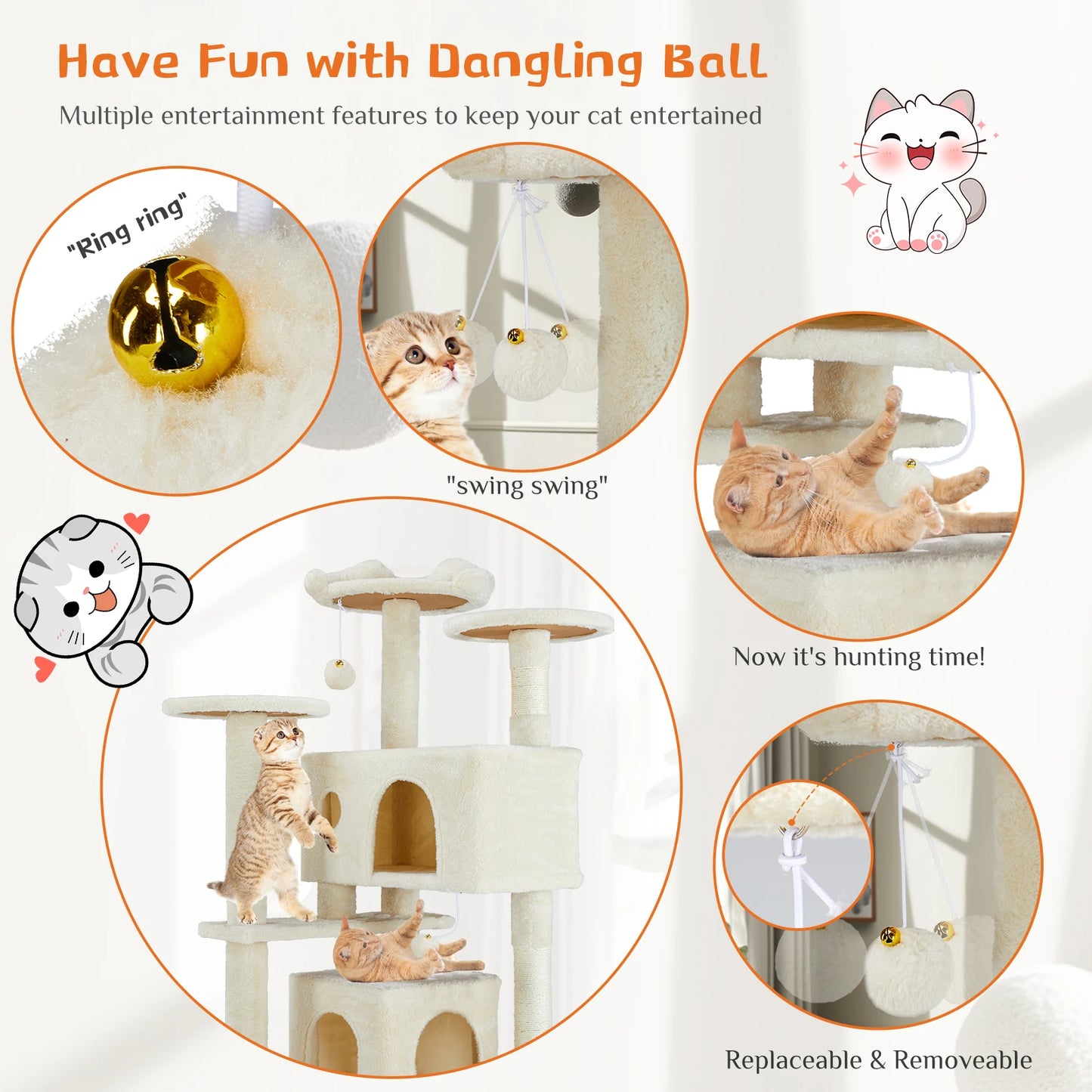 JHK Multi-Level Cat Tree Tower With Indoor Sisal Scratching Post
