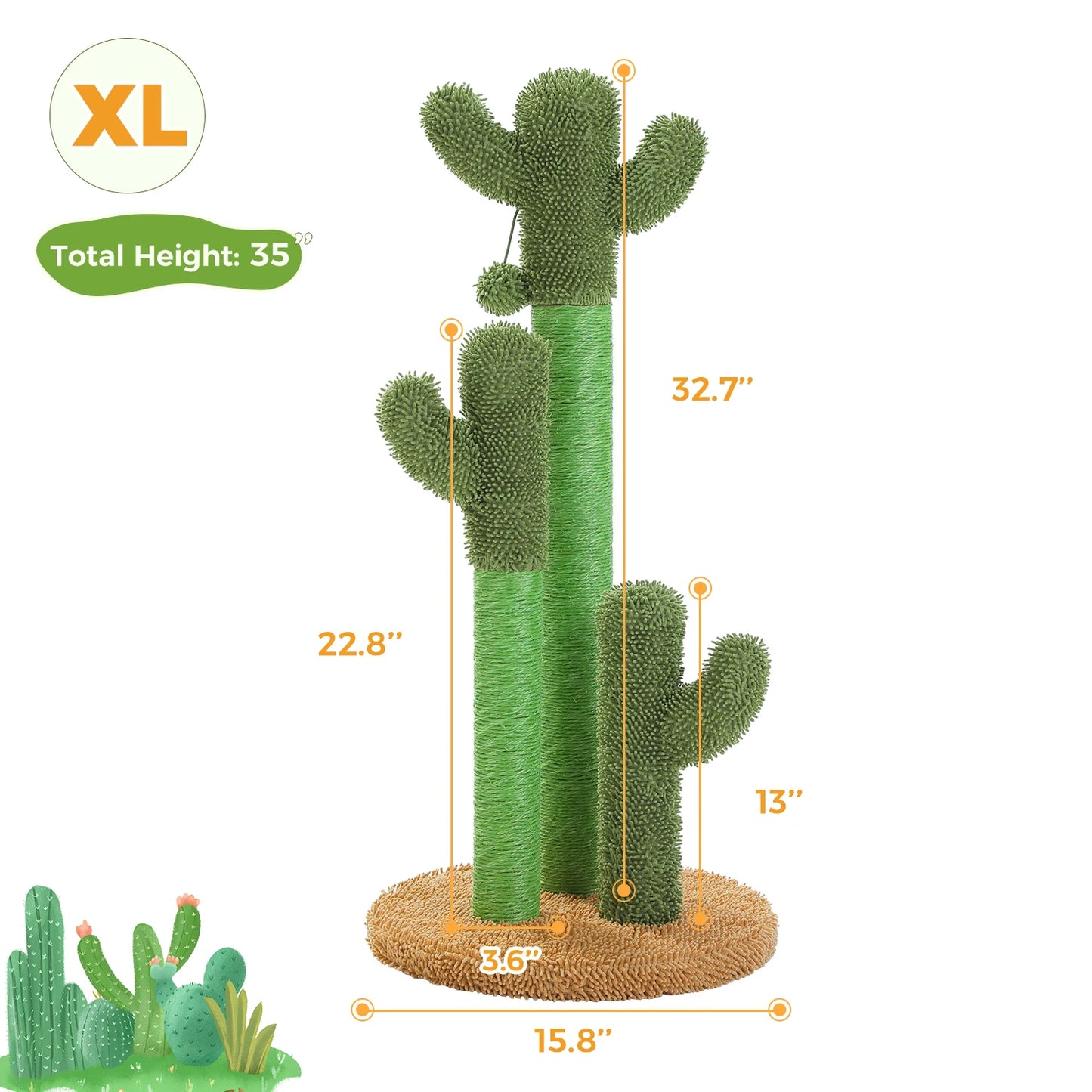 PEQULTICN Cactus Cat Tree With Condo Hammock Ball Scratcher