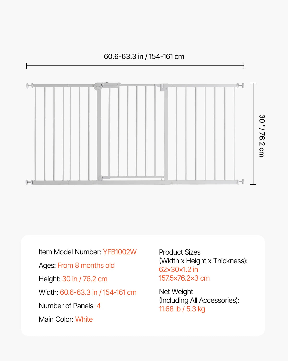 SucceBuy Baby Gate Pressure Mount Walk Through Pet Gate