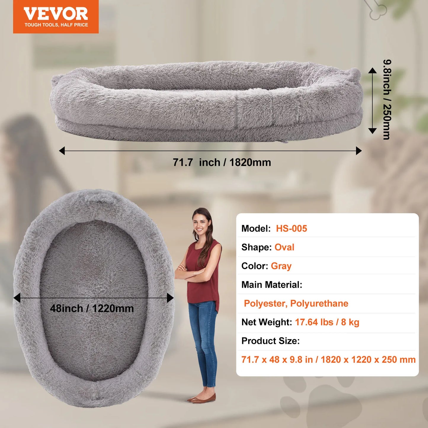 SucceBuy Human Dog Bed With Orthopedic Foam