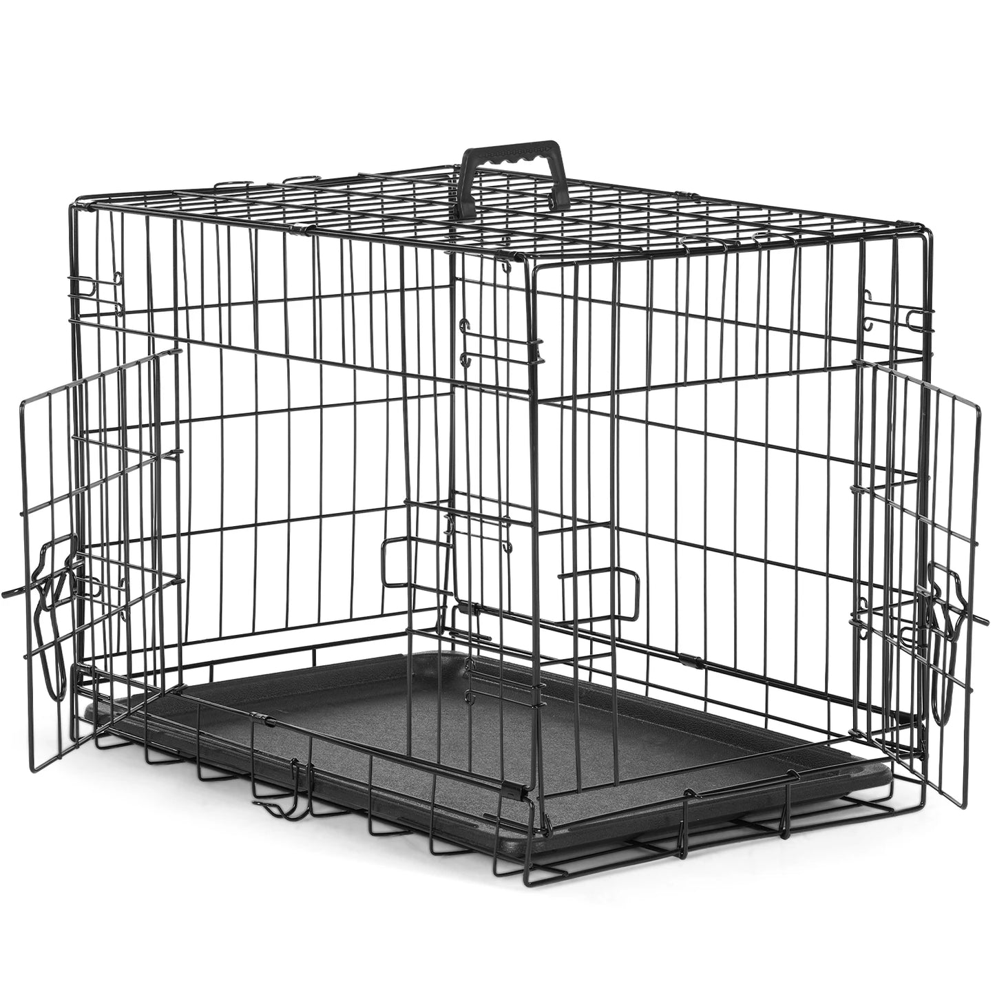 JHK Folding Metal Wire Dog Cage With Leak-Proof Tray