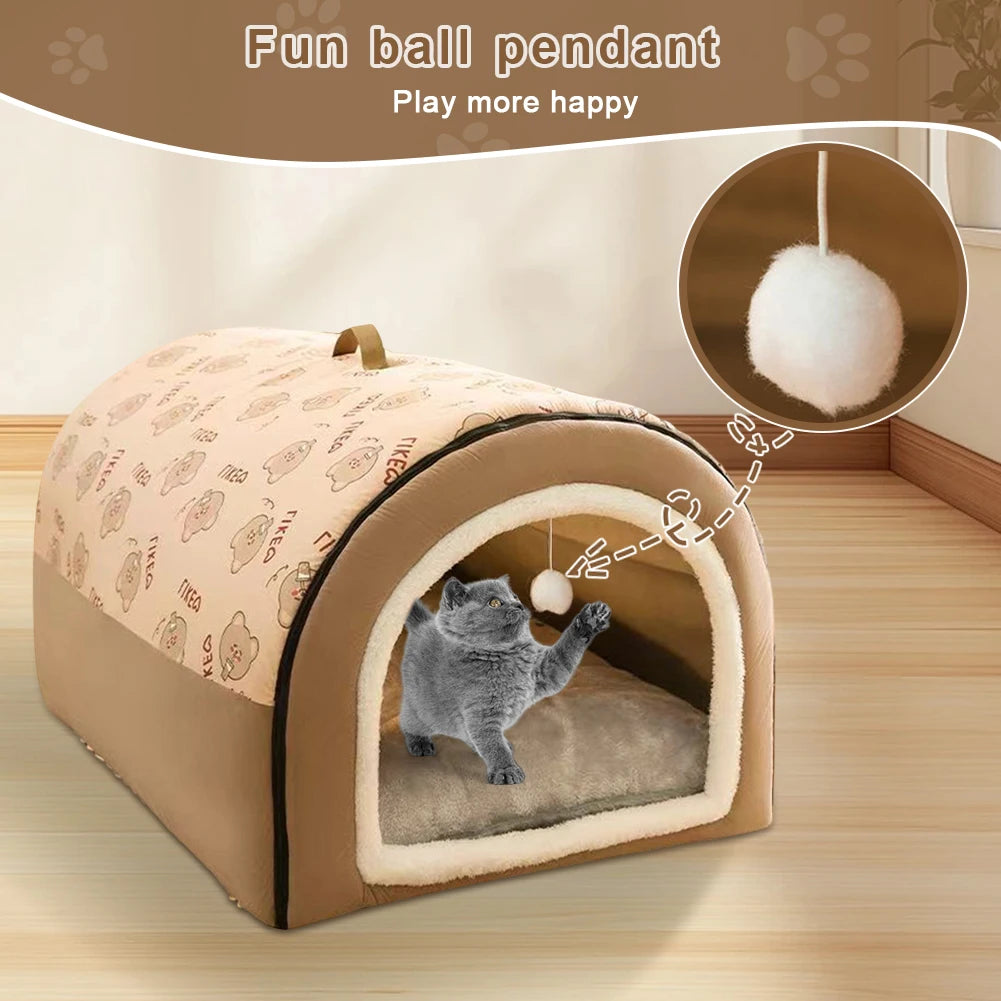 APWIKOGER Dog Bed Nest Plush Cotton Puppy Shelter Castle